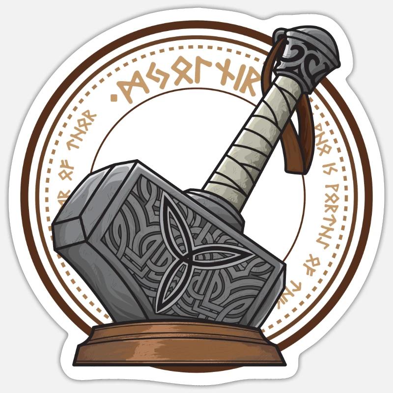 Mjolnir Thors Hammer Vikings Walhalla Vikinger Sticker taille S (10 x 10 cm)