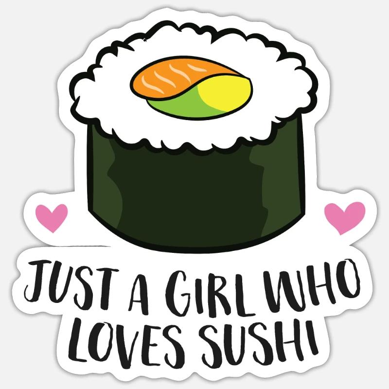 Nur ein Mädchen, das Sushi liebt Sushi-Mädchen - Sticker Größe S (10 x 10 cm) - Mattweiß