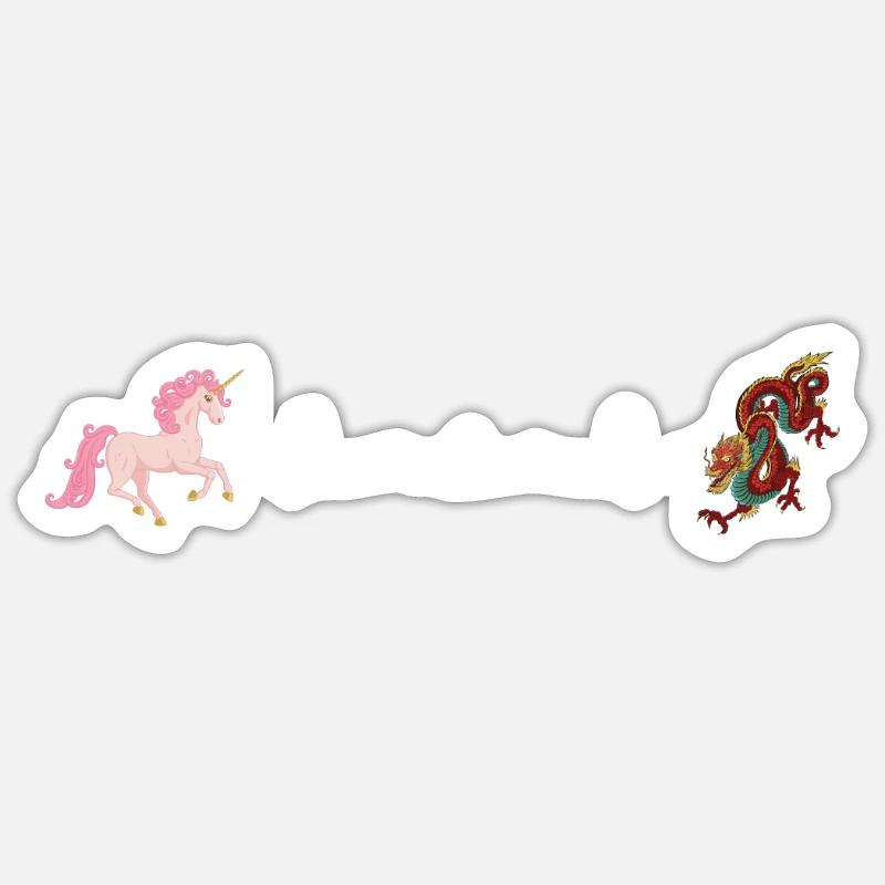 Süßes Einhorn Drachen Mädchen Herzschlag Geschenk - Sticker Größe S (10 x 10 cm) - Mattweiß