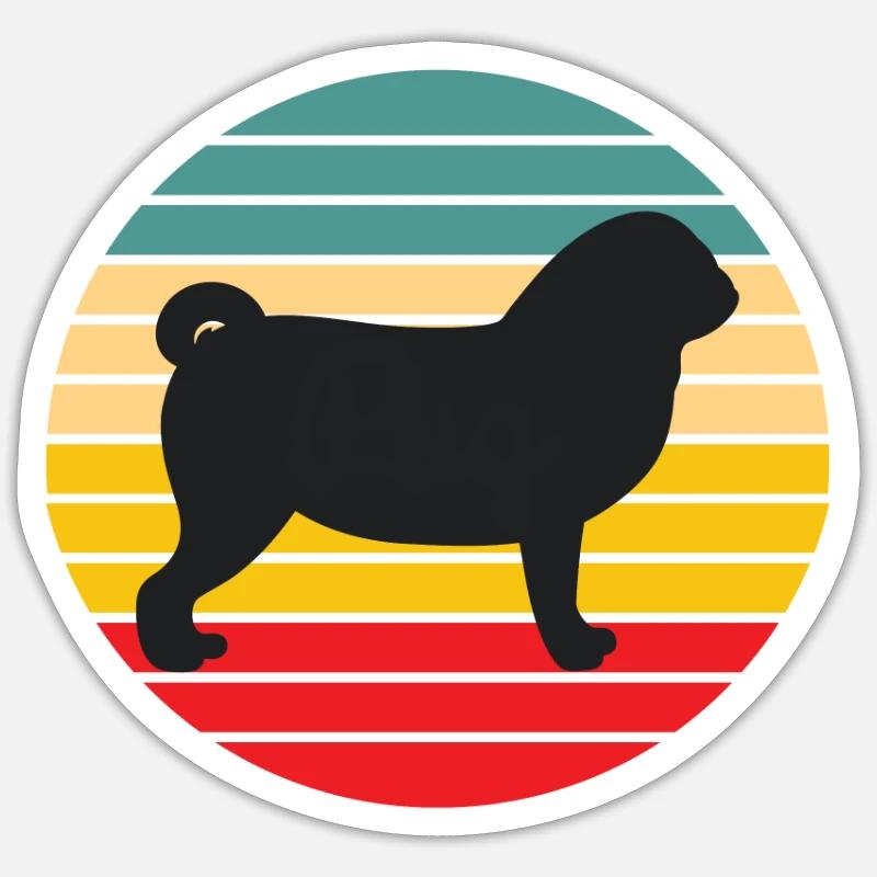 Mops Mops Figur Mops Geschenke Hunde Sticker Größe S (10 x 10 cm)