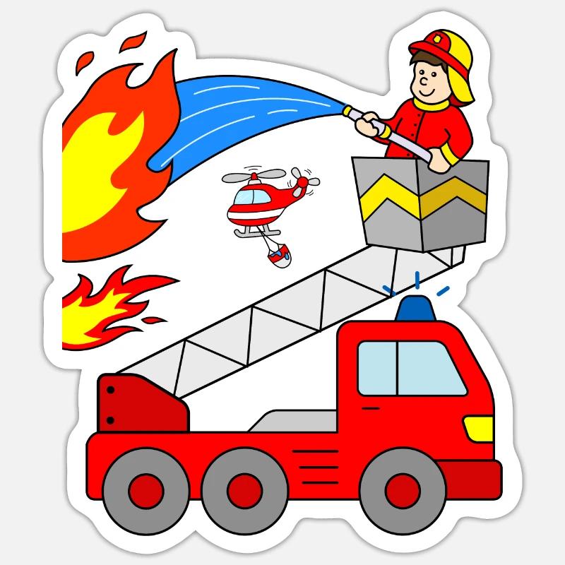 Fire engine use fire fire Sticker size S (10 x 10 cm)