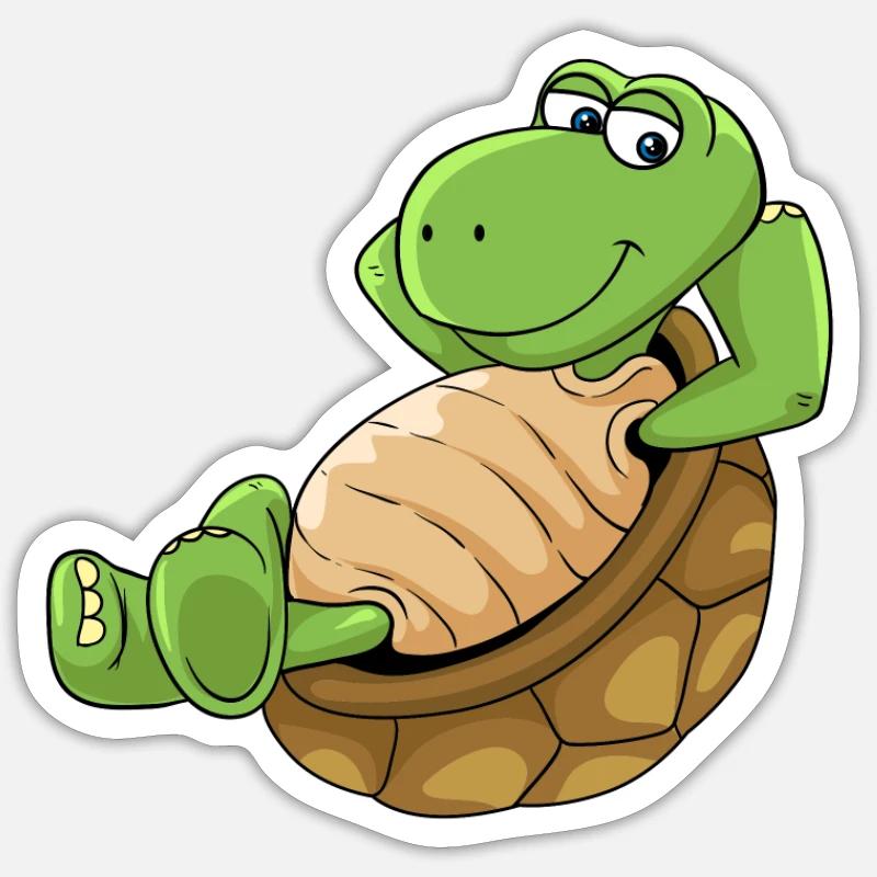 Schildkröte Lustig Comic Relax - Sticker taille S (10 x 10 cm) - blanc mat