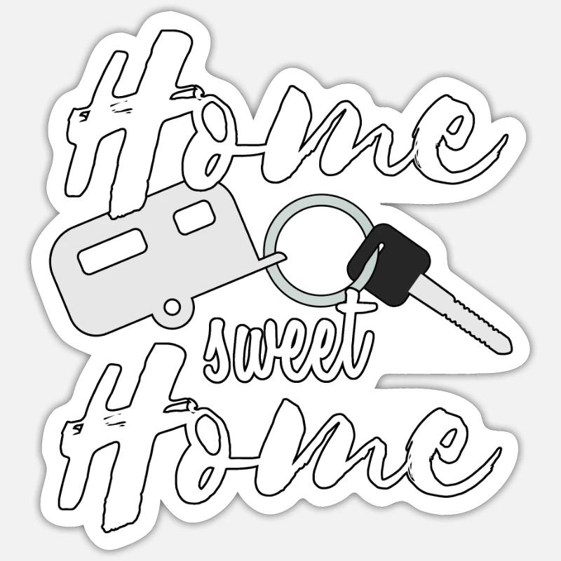 Campingvogn Camping - Sticker størrelse S (10 x 10 cm) - mat hvid