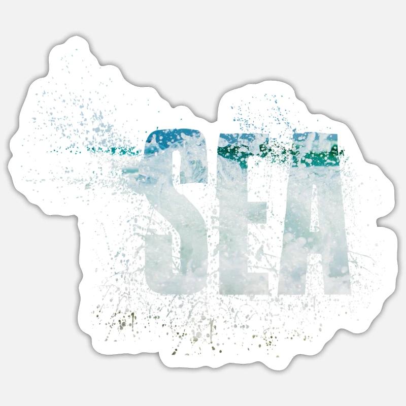 Mer - Sticker taille S (10 x 10 cm) - blanc mat