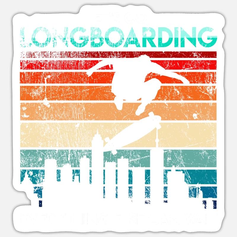 Longboarder rétro longboard - Sticker taille S (10 x 10 cm) - blanc mat