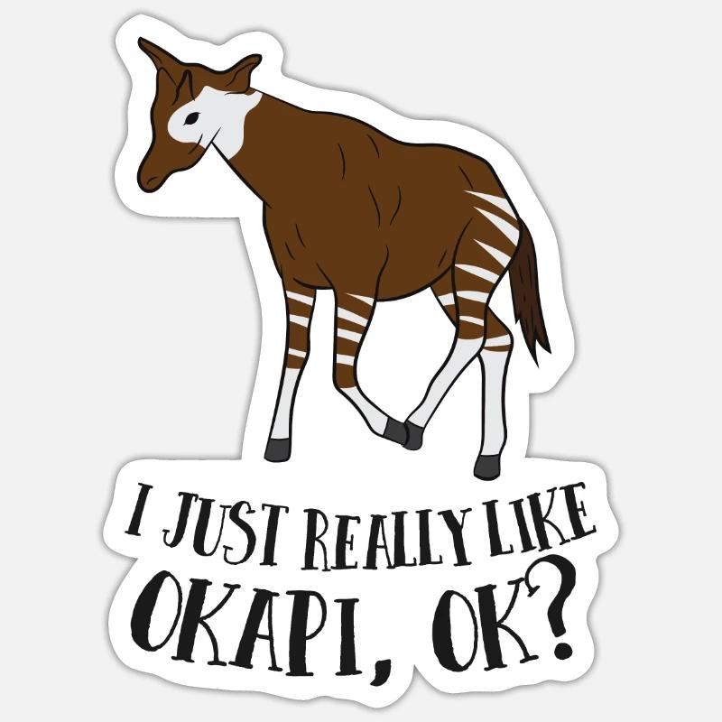 Iach aime juste les okapis vraiment doux okapi - Sticker taille S (10 x 10 cm) - blanc mat