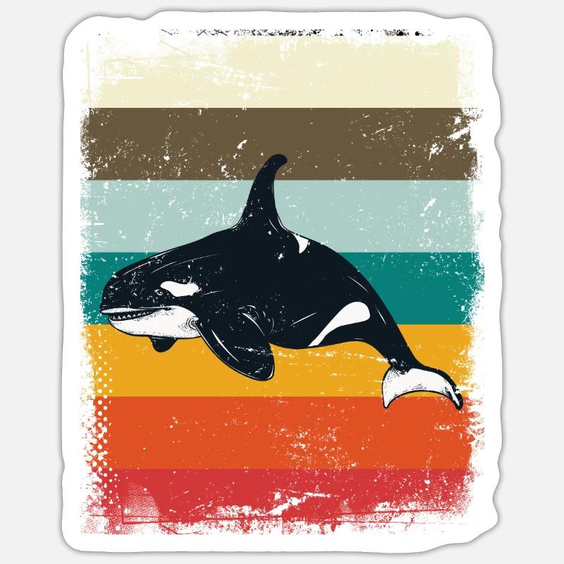 Retro orca - Sticker size S (10 x 10 cm) - white matte
