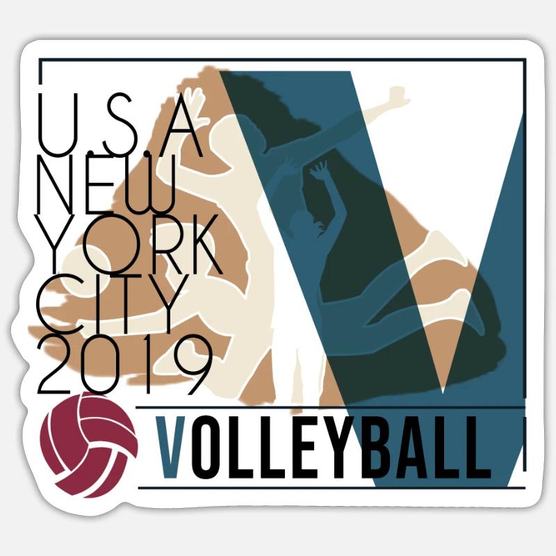 Volley- - Sticker taille S (10 x 10 cm) - blanc mat