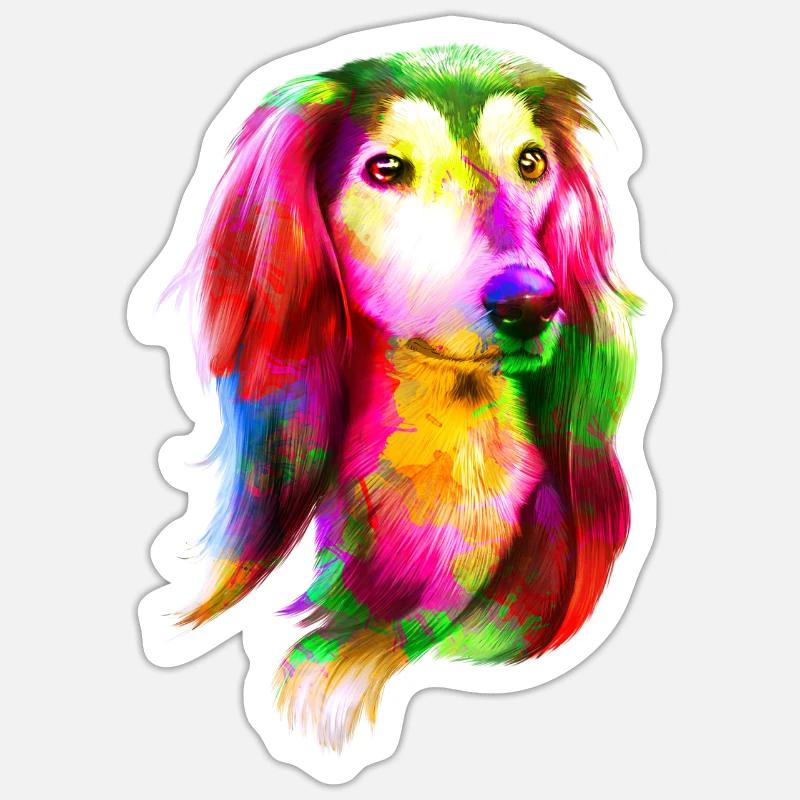Portrait de lévrier - Sticker taille S (10 x 10 cm) - blanc mat