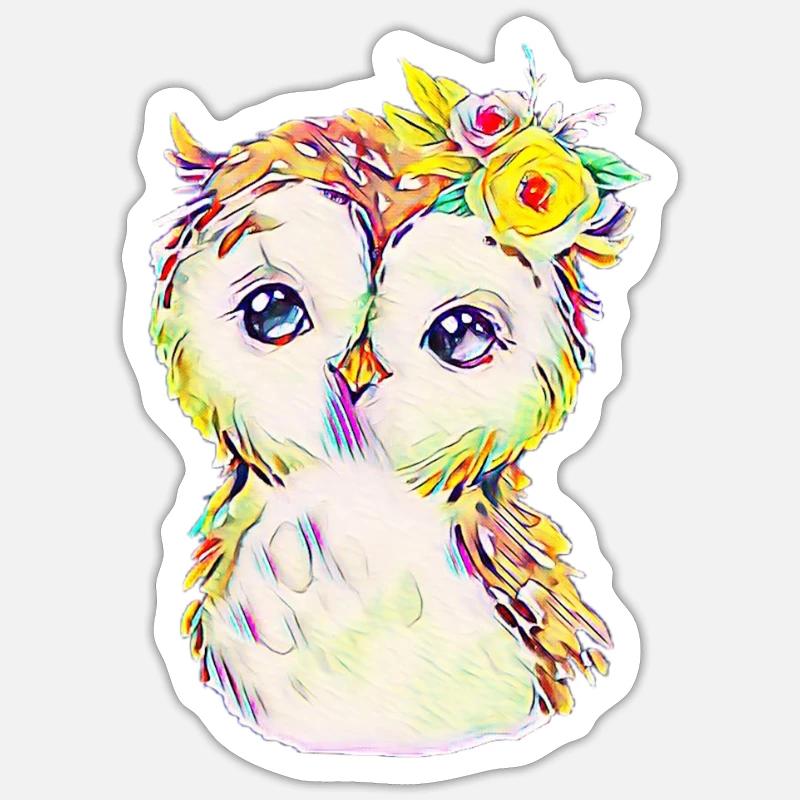 Eule - Sticker Größe S (10 x 10 cm) - Mattweiß