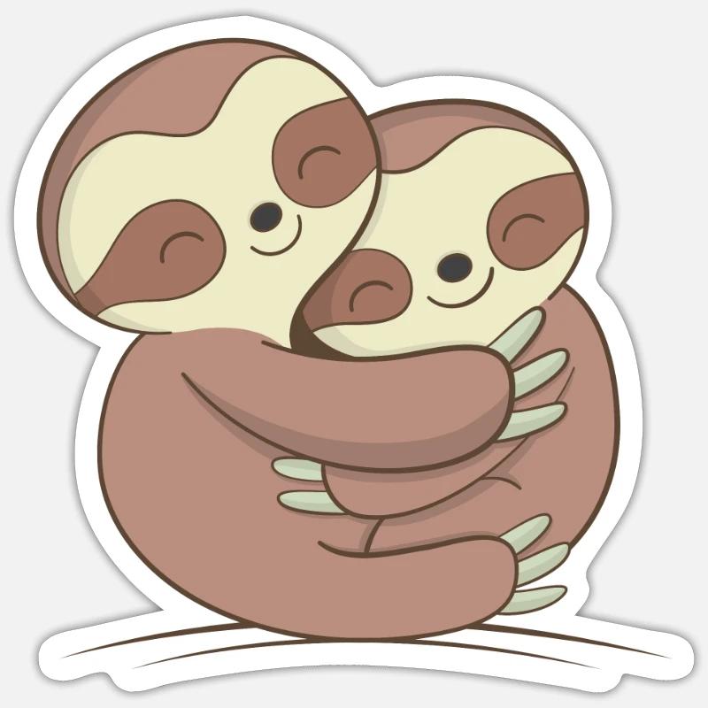 Faultier Design - Sticker Größe S (10 x 10 cm) - Mattweiß