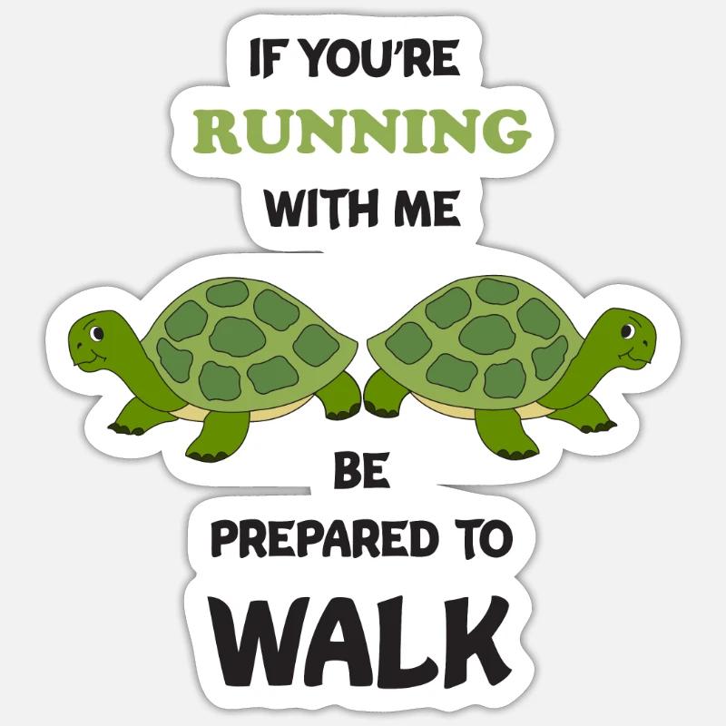 Running Funny Run Turtle Marathon Runner Geschenk Sticker Größe S (10 x 10 cm)
