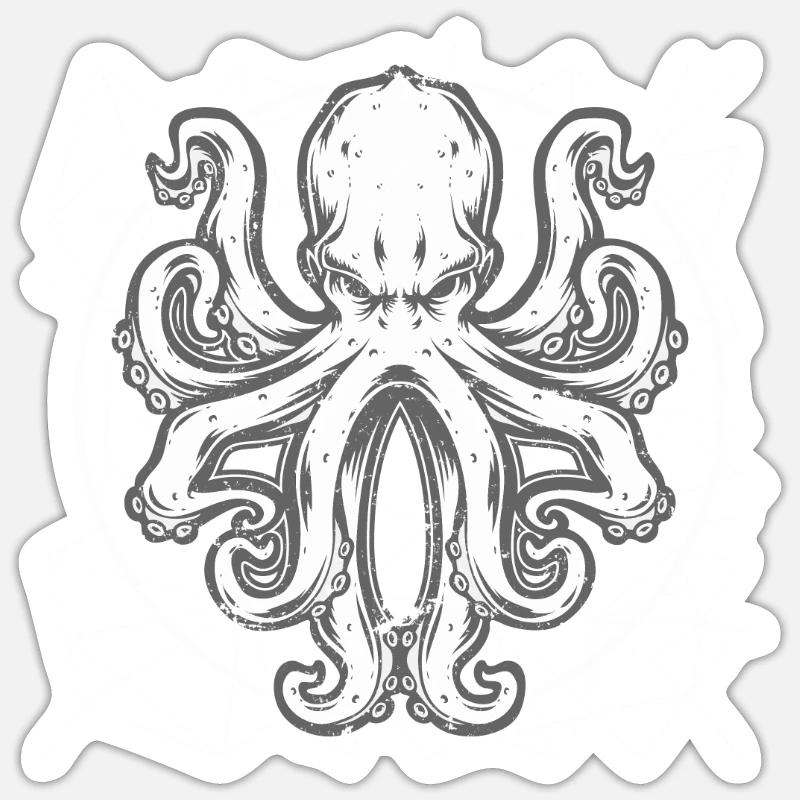 Krake Märchen - Sticker Größe S (10 x 10 cm) - Mattweiß