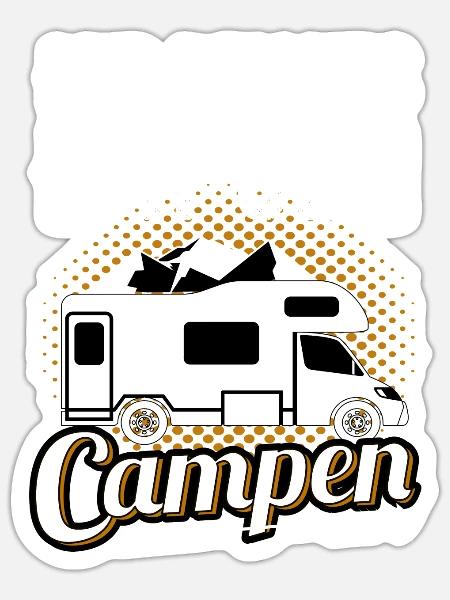 Wohnwagen Camper - Sticker Größe S (10 x 10 cm) - Mattweiß
