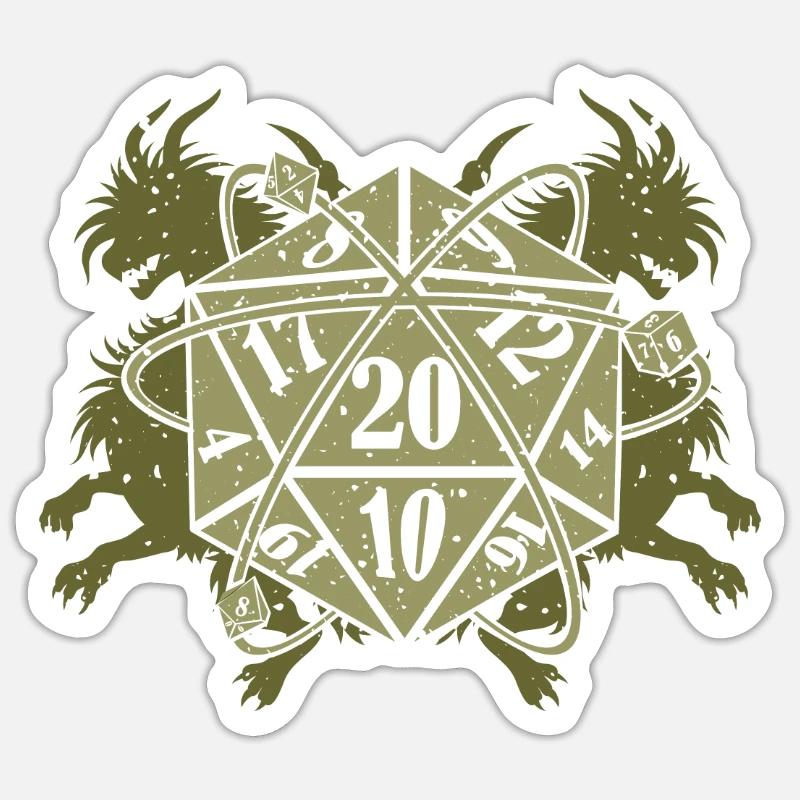 Retro vintage D20 dice tabletop RPG RPG Sticker size S (10 x 10 cm)