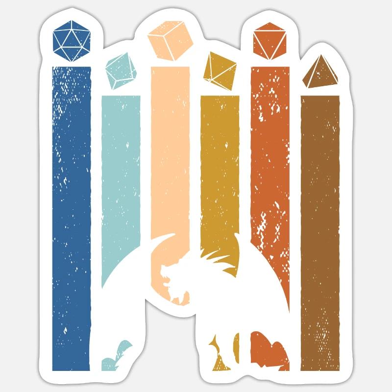 R20 de dés rétro R20 de table RPG de table - Sticker taille S (10 x 10 cm) - blanc mat