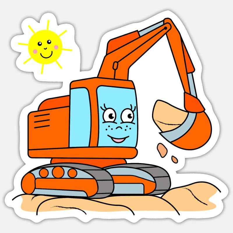 Bagger Kinder Baggerfahrerin - Sticker Größe S (10 x 10 cm) - Mattweiß