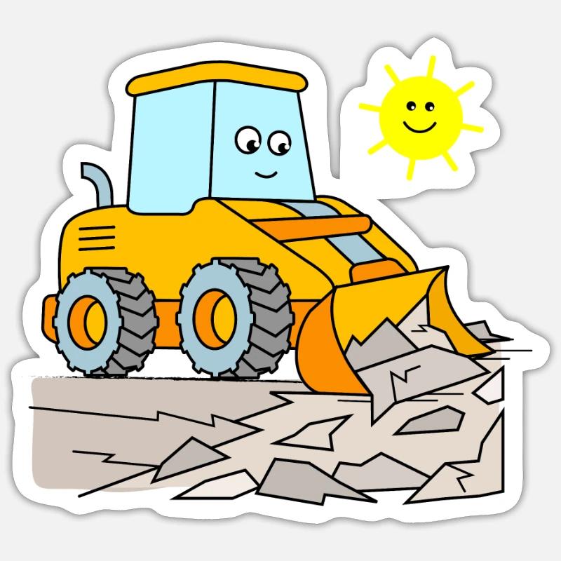 Radlader Bagger - Sticker Größe S (10 x 10 cm) - Mattweiß