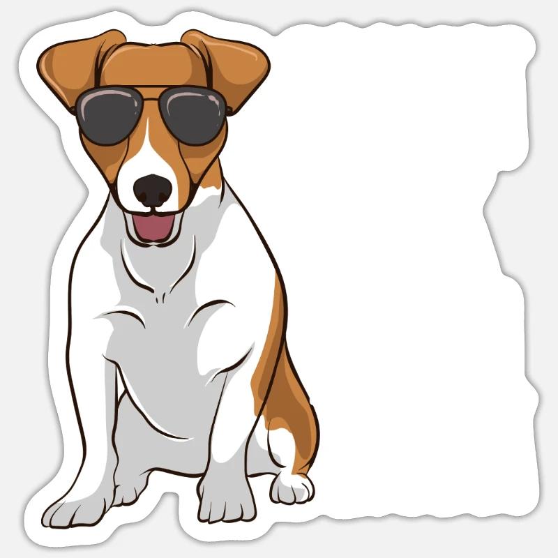 Le plus cool Jack Russel Papy Jack Russell Terrier - Sticker taille S (10 x 10 cm) - blanc mat