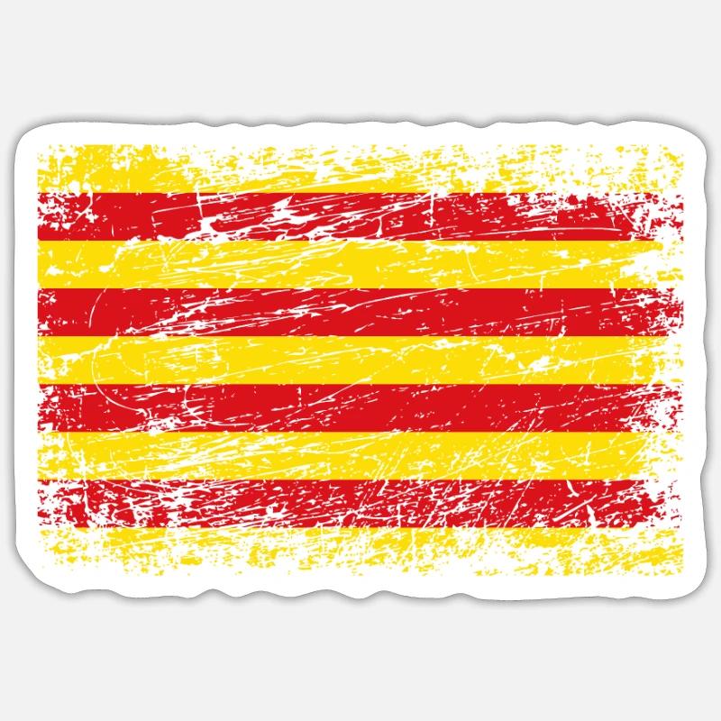 Catalogne drapeau catalan drapeau utilisé look Sticker taille S (10 x 10 cm)