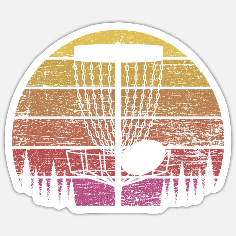 Discgolf Retro - Sticker Größe S (10 x 10 cm) - Mattweiß