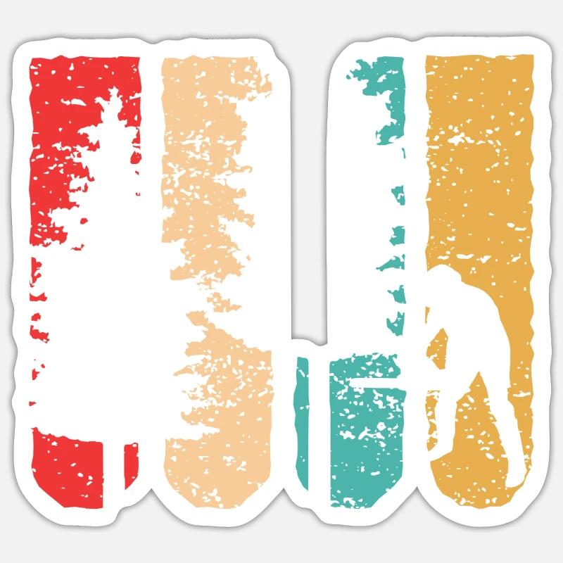 Cadeau de forêt bois rétro tronçonneuse tronçonneuse - Sticker taille S (10 x 10 cm) - blanc mat