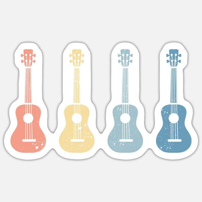 Rétro Vintage Ukulele Uke Funny Gift - Sticker taille S (10 x 10 cm) - blanc mat