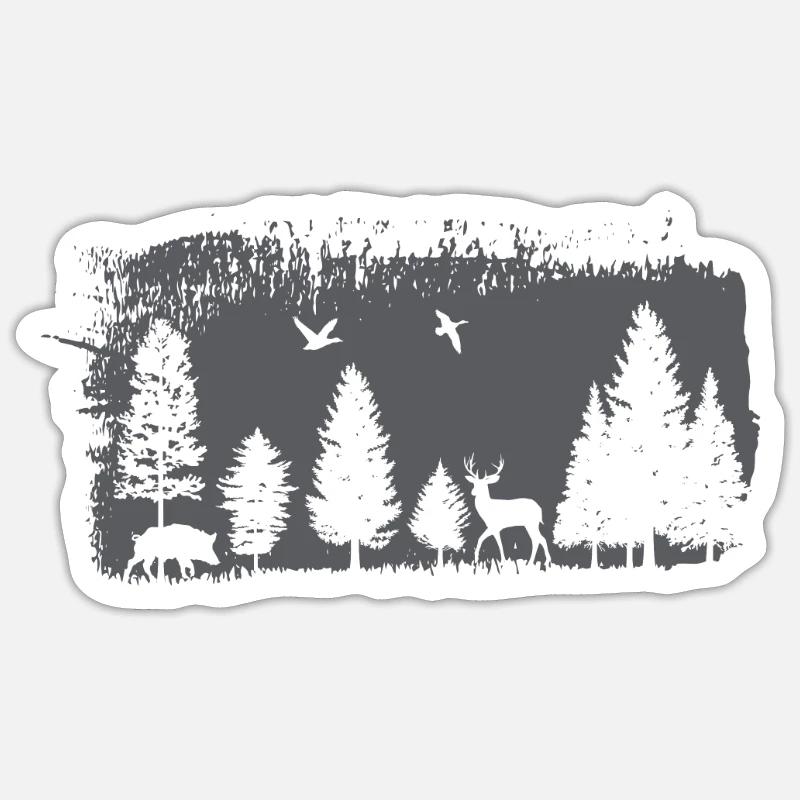 Forest design - Sticker size S (10 x 10 cm) - white matte