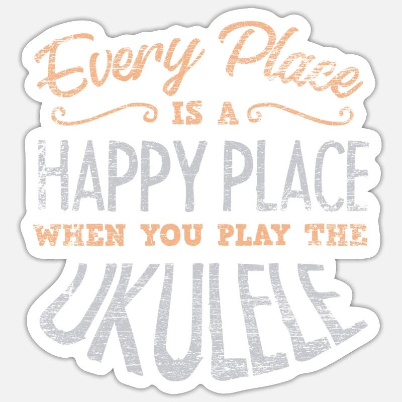 Ukulele - Sticker Größe S (10 x 10 cm) - Mattweiß