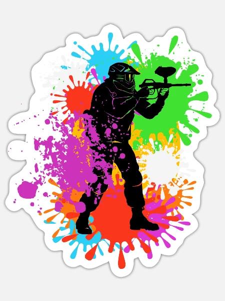 Paintball Spieler Farbe Geschenk Männer Frauen - Sticker Größe S (10 x 10 cm) - Mattweiß
