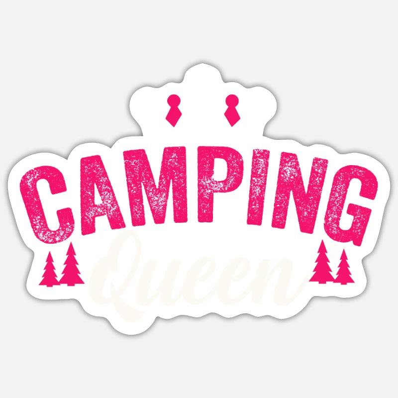 Camping Queen - Sticker size S (10 x 10 cm) - white matte