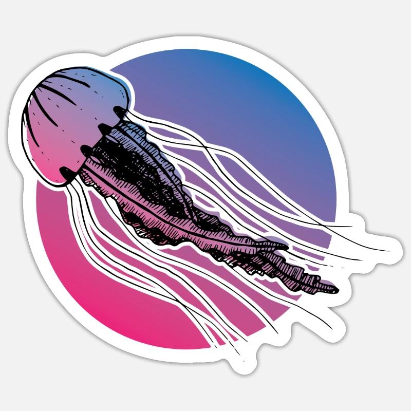 Méduses océan mer créatures Sticker taille S (10 x 10 cm)