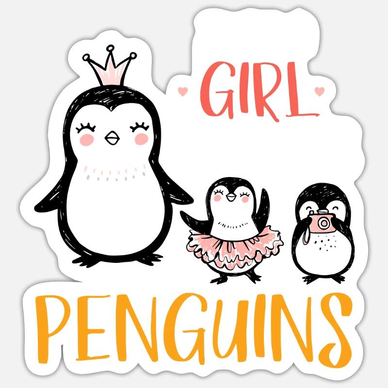Fille de pingouin - Sticker taille S (10 x 10 cm) - blanc mat