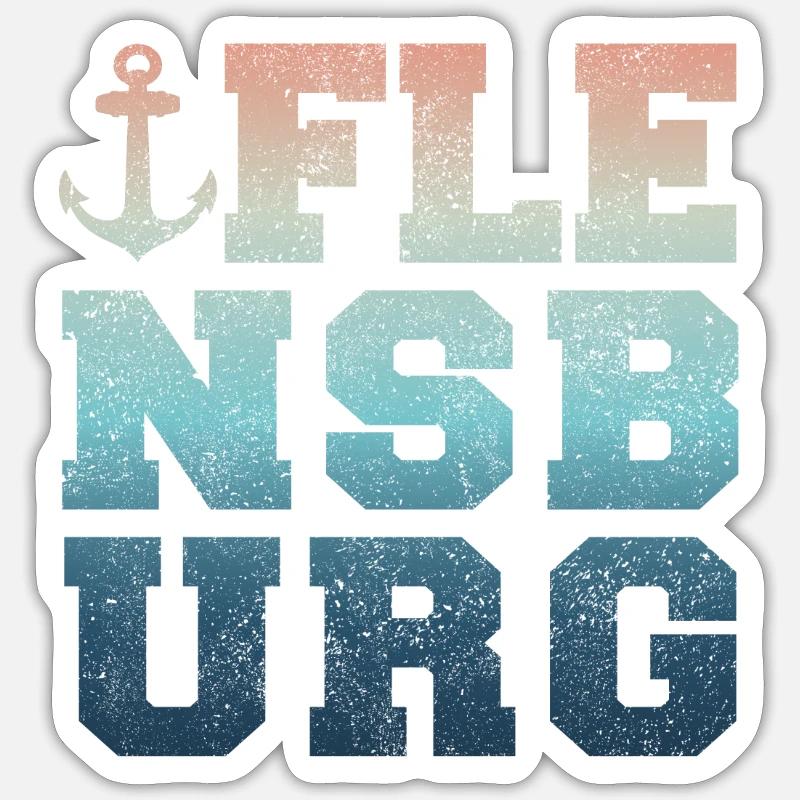 Flensburger Förde Flensburger Souvenir Geschenk - Sticker Größe S (10 x 10 cm) - Mattweiß