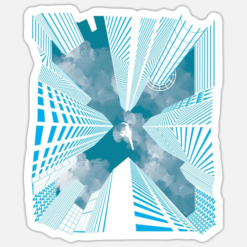 Parkour skyline - Sticker size S (10 x 10 cm) - white matte