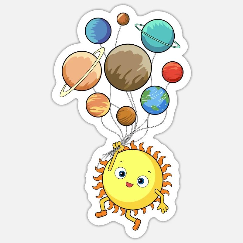 Planète ensoleillée Soleil Ballons - Sticker taille S (10 x 10 cm) - blanc mat