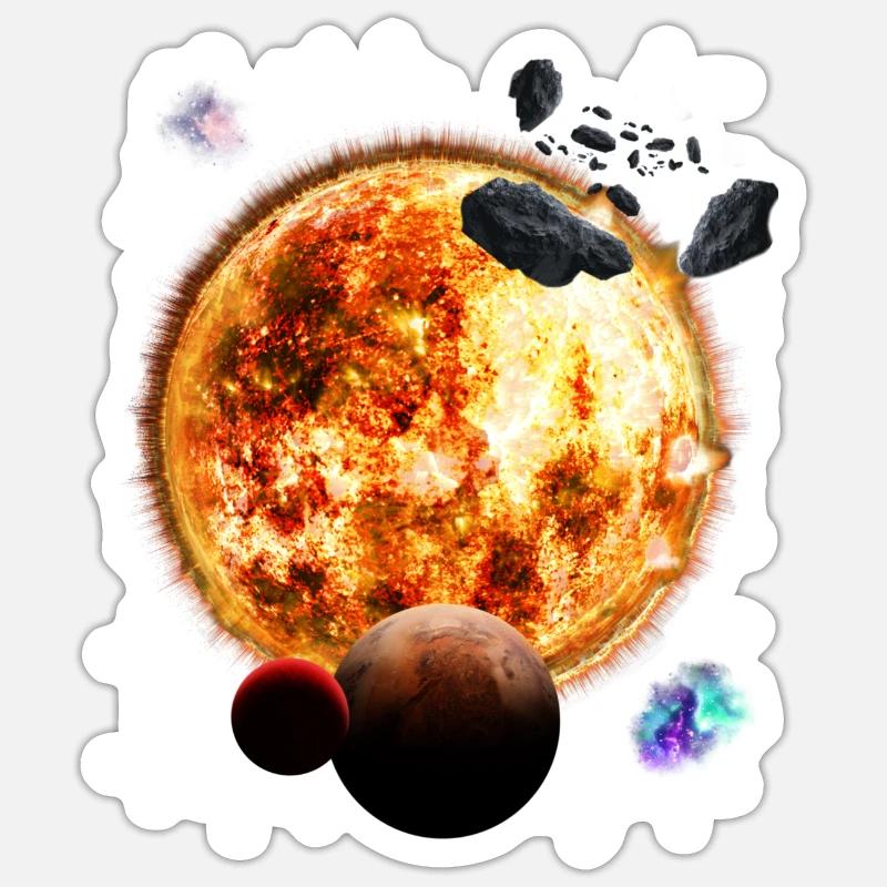 Sonnensystem - Sticker Größe S (10 x 10 cm) - Mattweiß