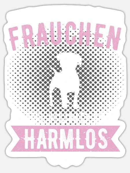 Vorsicht vor dem Frauchen Hunde Spruch Damen Hund - Sticker Größe S (10 x 10 cm) - Mattweiß