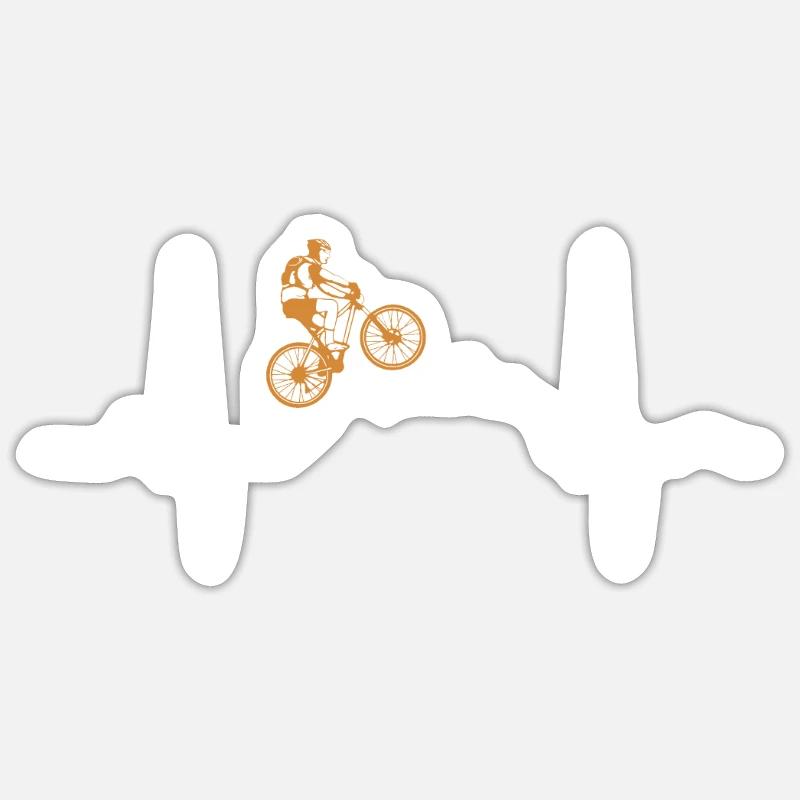 Mountainbiker MTB Herzschlag - Sticker Größe S (10 x 10 cm) - Mattweiß
