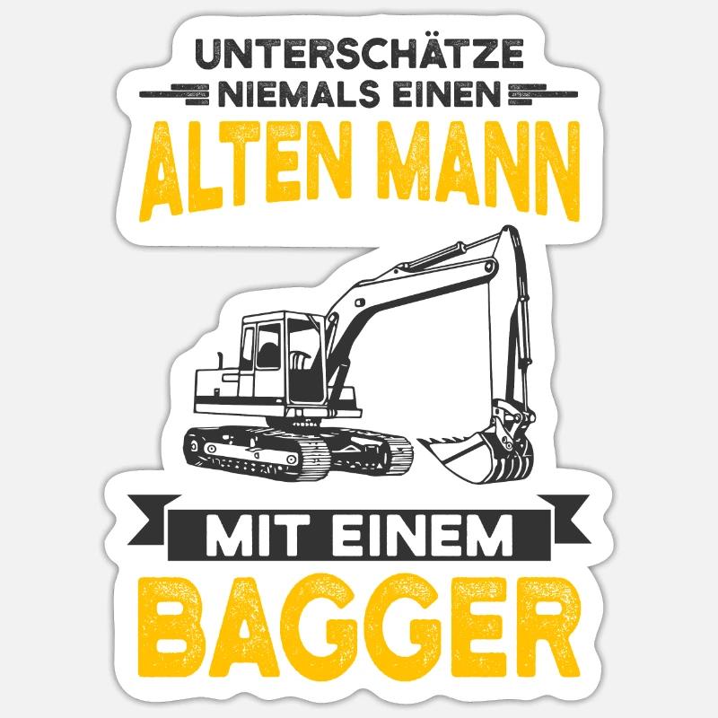 Bagger - Sticker Größe S (10 x 10 cm) - Mattweiß