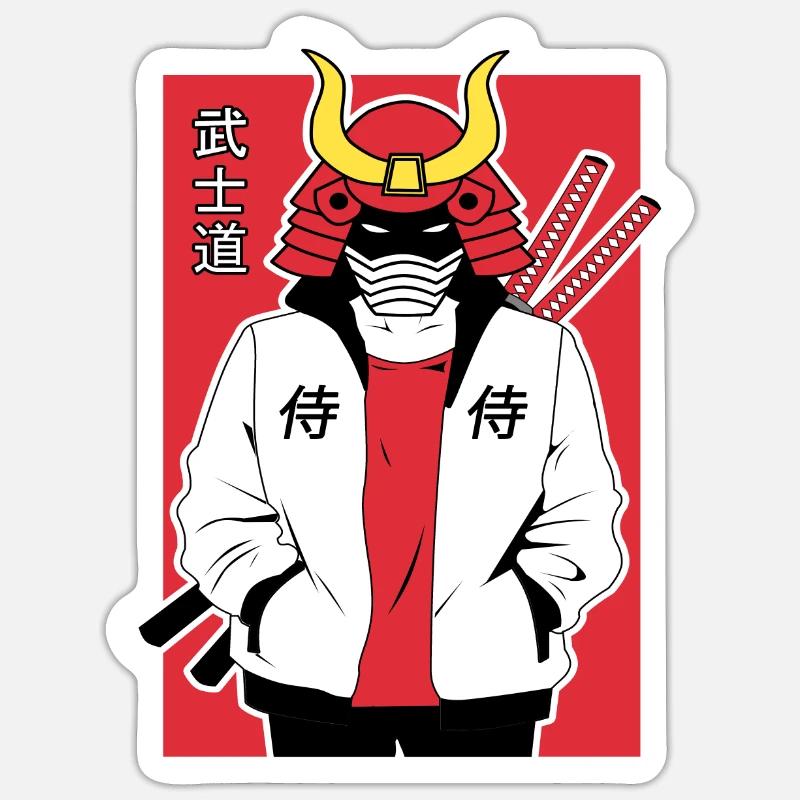 Samurai Warrior Anime - Sticker Größe S (10 x 10 cm) - Mattweiß