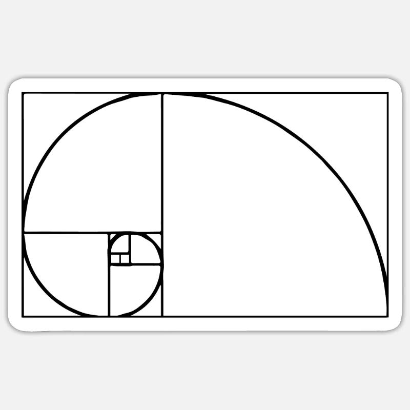 Tshirt Fibonacci - Sticker taille S (10 x 10 cm) - blanc mat