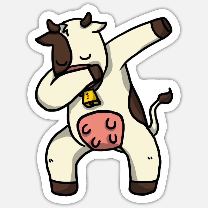 Cadeau de vache de dabbing drôle - Sticker taille S (10 x 10 cm) - blanc mat