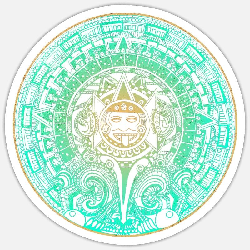 Calendrier Aztèque Maya Aztèque Mexique - Sticker taille S (10 x 10 cm) - blanc mat