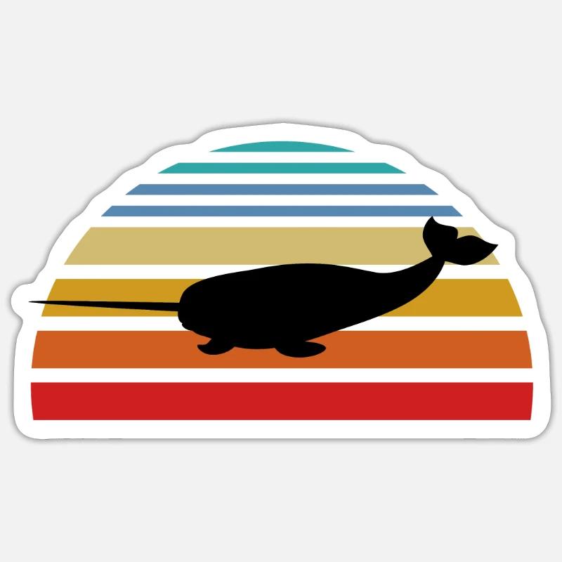 Narval, animal de narval, défense de narval, animal de narval - Sticker taille S (10 x 10 cm) - blanc mat
