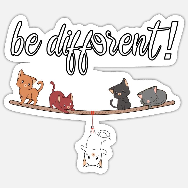 be different! - Lustiges Comic Katzen Design - Sticker Größe S (10 x 10 cm) - Mattweiß
