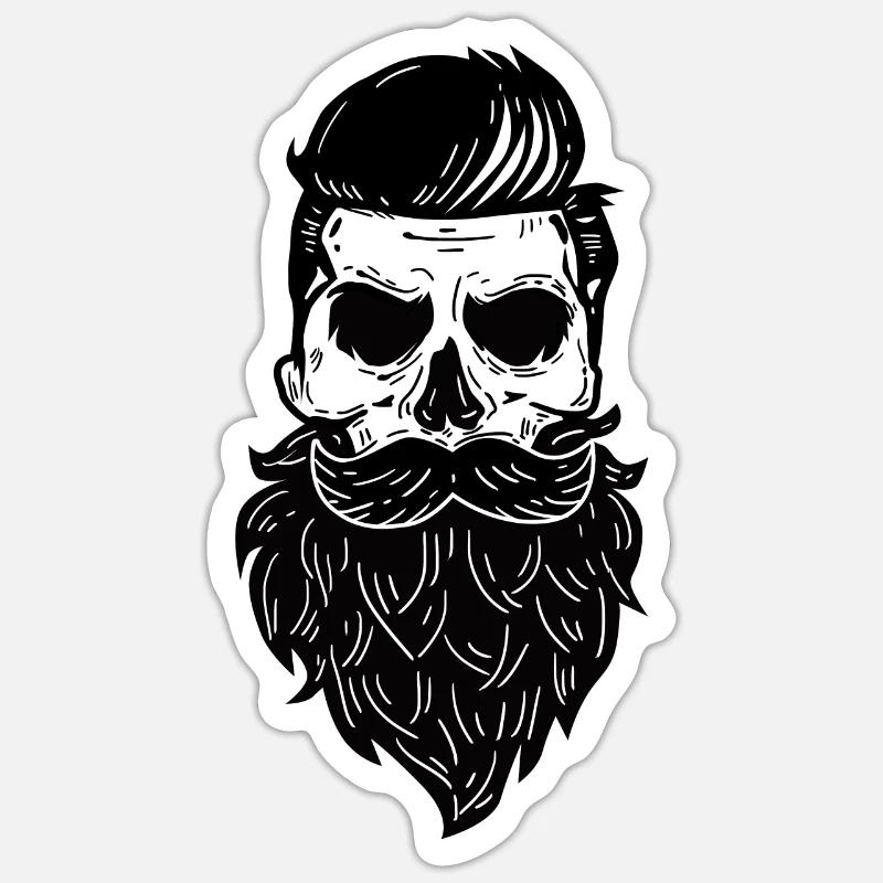 Bearded Skull Skull Skeleton - Sticker size S (10 x 10 cm) - white matte