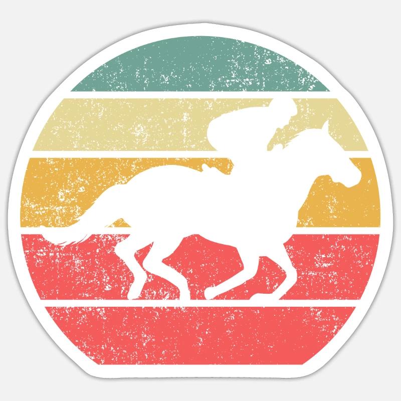 Courses de chevaux - Sticker taille S (10 x 10 cm) - blanc mat