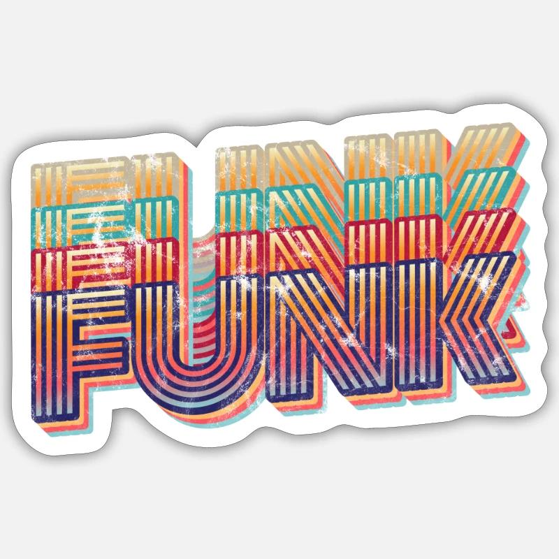 Funk Retro DJ Musik - Sticker Größe S (10 x 10 cm) - Mattweiß