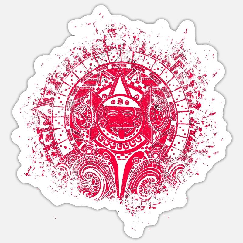 Calendrier Aztèque Maya Aztèque Mexique - Sticker taille S (10 x 10 cm) - blanc mat